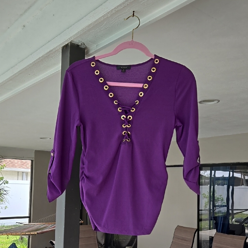 Mine Purple  Blouse with Ruched Details